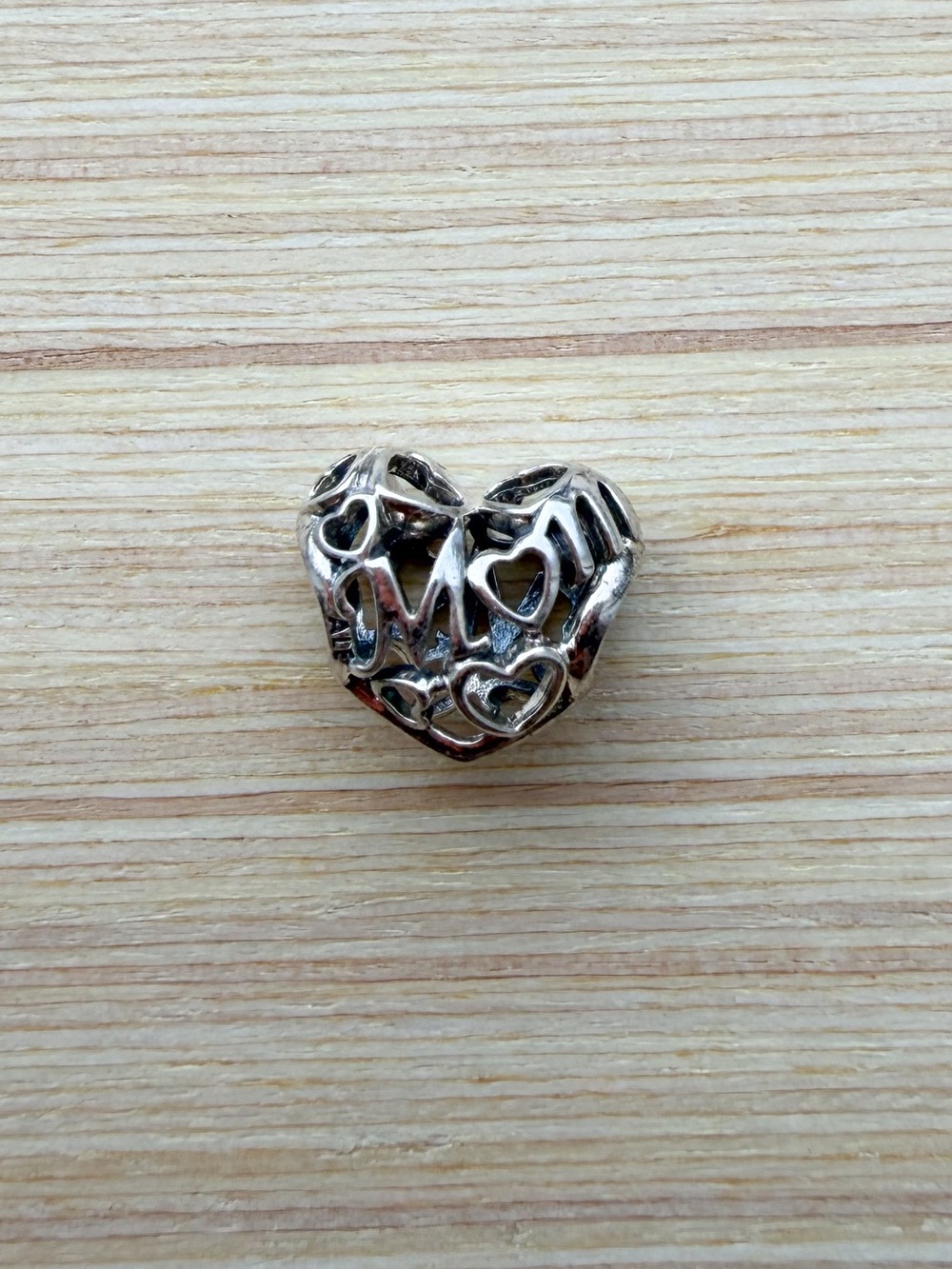 Pandora Sterling Silver Mom Filigree Heart Charm S925 | ALE